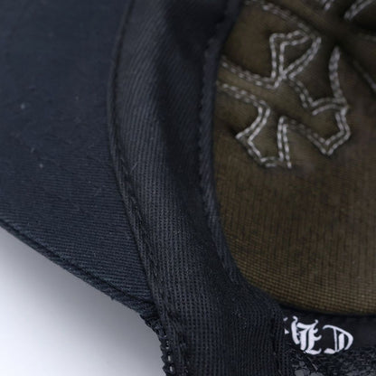 Chrome Hearts Trucker Cap Truck Khaki Cap 3 Semetary Leather Patch Mesh Cap — view 7
