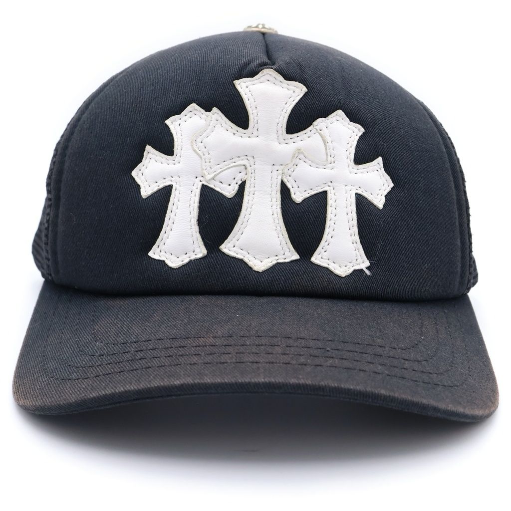 Chrome Hearts Trucker Cap Truck Khaki Cap 3 Semetary Leather Patch Mesh Cap — view 4