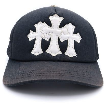 Chrome Hearts Trucker Cap Truck Khaki Cap 3 Semetary Leather Patch Mesh Cap — view 4