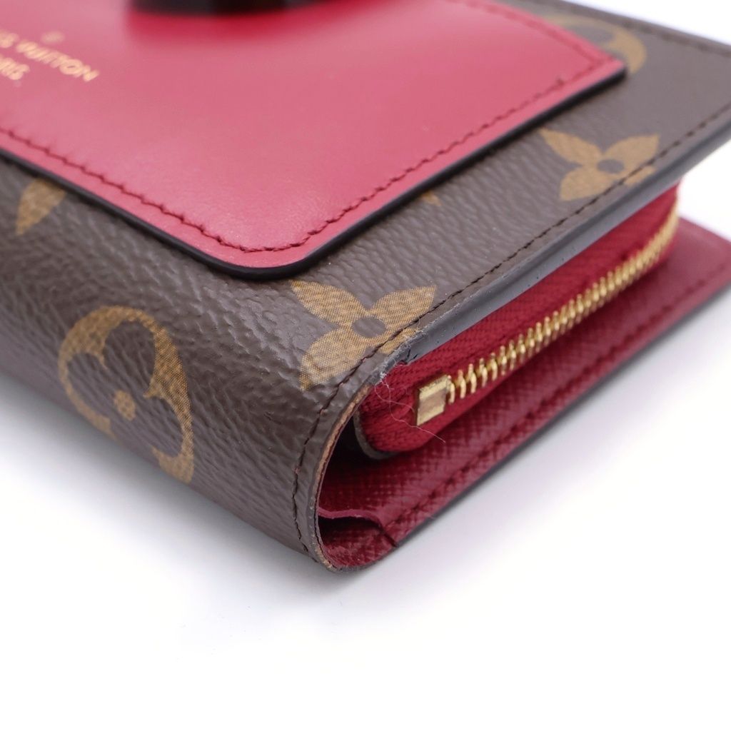 Louis Vuitton Monogram Portefeuille Juliette Fuchsia Bifold Wallet Brown Pink — view 5