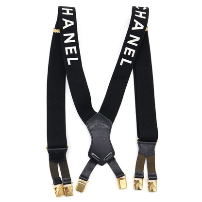 Chanel Logo Suspenders Black Gold — view 2