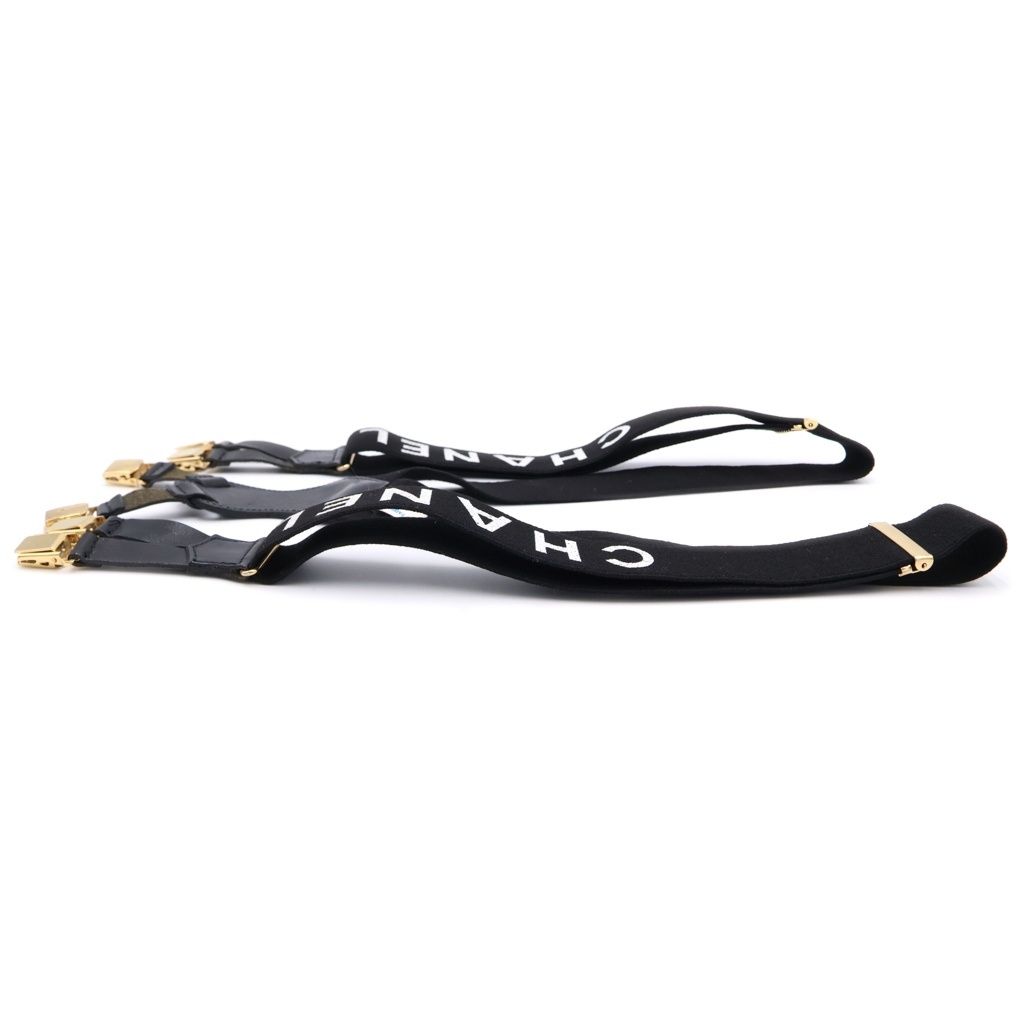 Chanel Logo Suspenders Black Gold — view 4