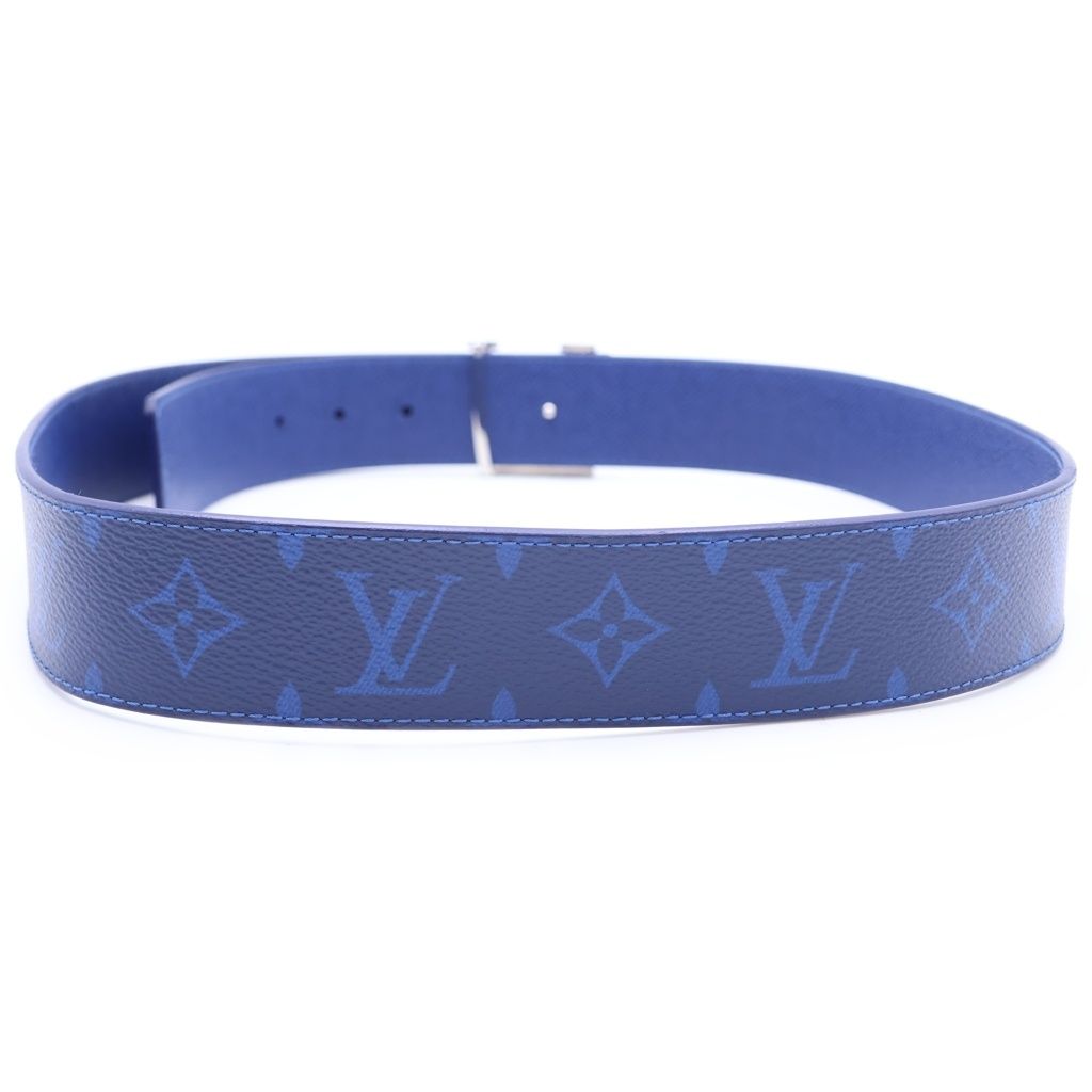 Louis Vuitton Monogram Cobalt LV Ceinture Leather Belt Blue 90 36 Silver — view 2