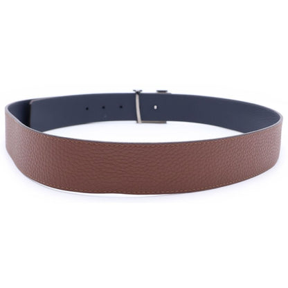 Louis Vuitton LV Tilt Reverse Leather Belt Navy Brown 95 38 Silver — view 2