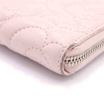 Chanel Camellia Zip Around Wallet Card Case Light Pink Lambskin Silver — view 5