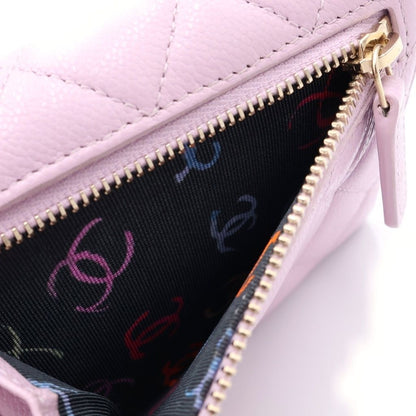 Chanel Quilted Bifold Wallet Compact Coin Case Light Pink Caviar Leather Gold — view 5