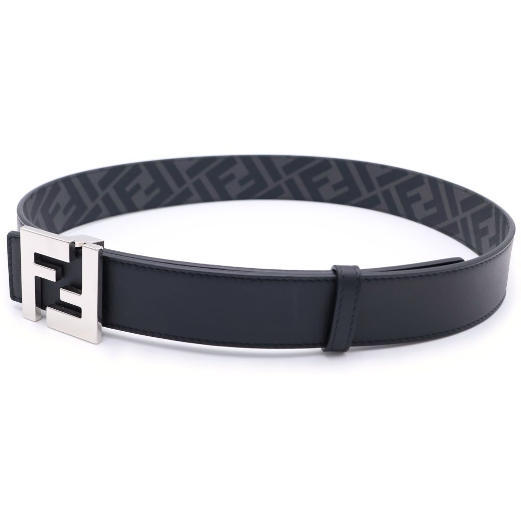 Fendi FF Square Reversible Belt Black Leather Silver — view 4