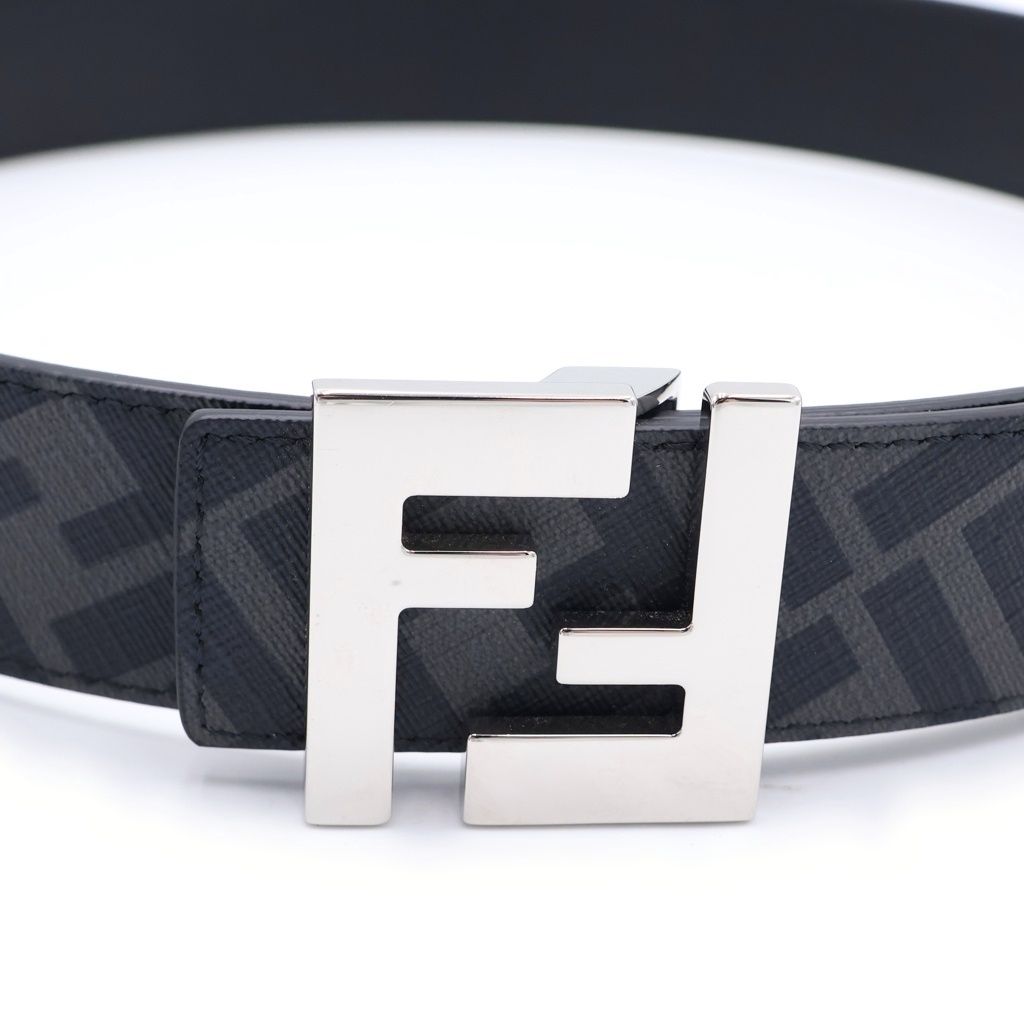 Fendi FF Square Reversible Belt Black Leather Silver — view 5