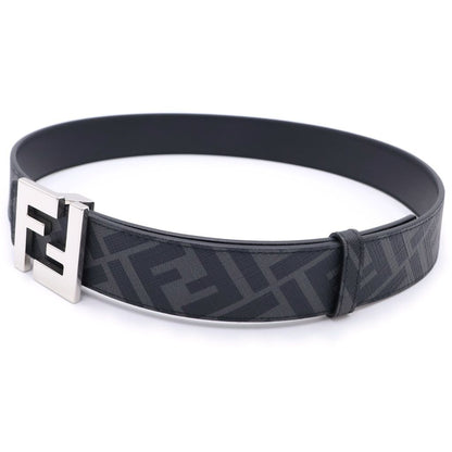 Fendi FF Square Reversible Belt Black Leather Silver