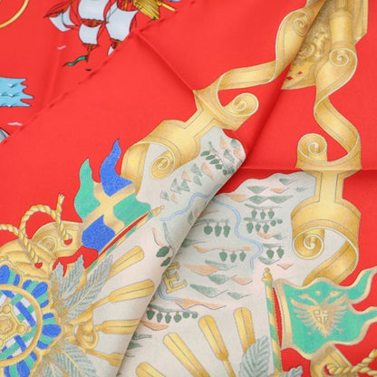 Hermes Carre 90 Voiles de Lumiere Sailing Ship of Light Red Silk Scarf — view 2