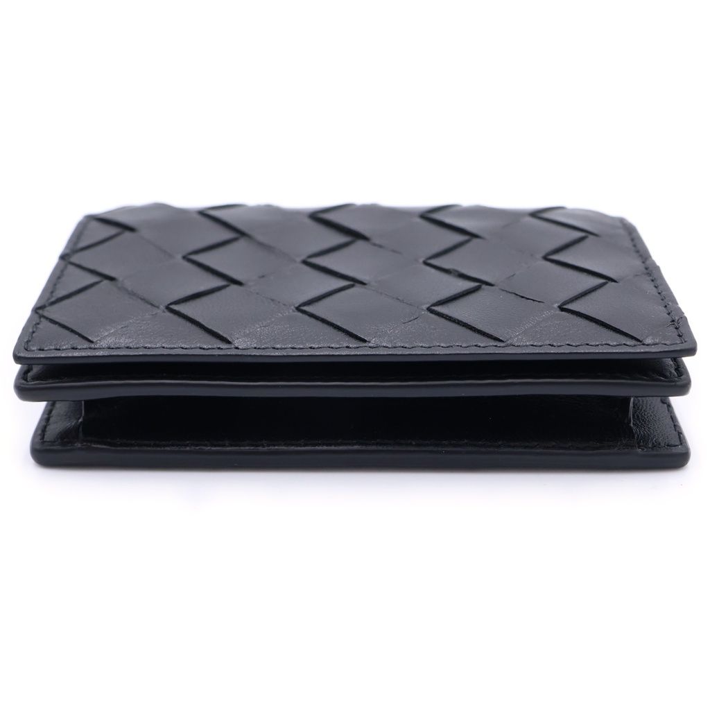 Bottega Veneta Intrecciato Bifold Card Case Business Holder Wallet Black Leather — view 5
