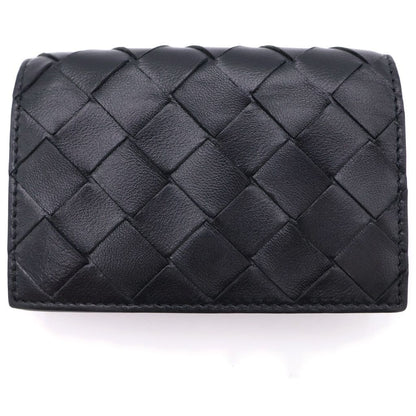 Bottega Veneta Intrecciato Bifold Card Case Business Holder Wallet Black Leather