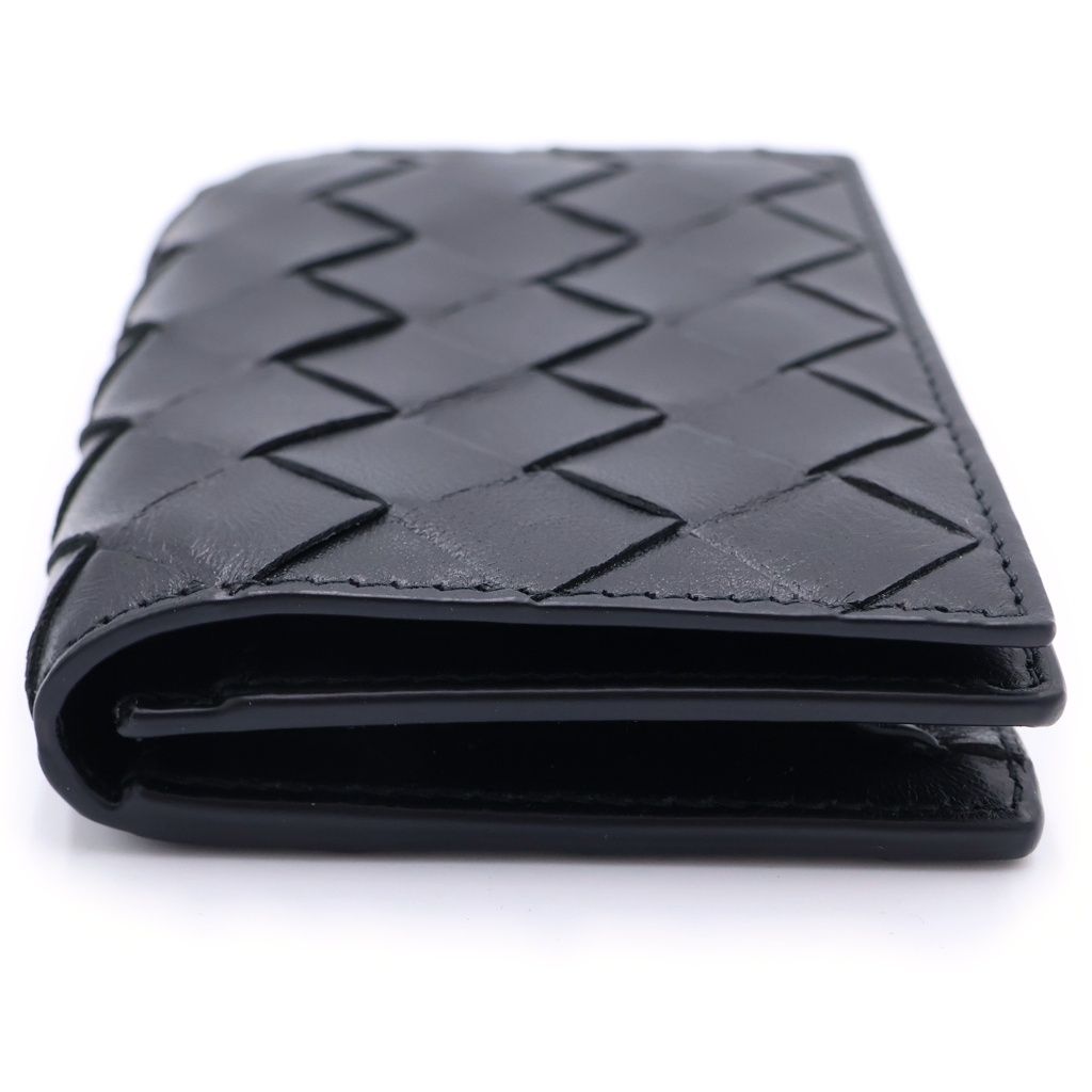 Bottega Veneta Intrecciato Bifold Card Case Business Holder Wallet Black Leather — view 3