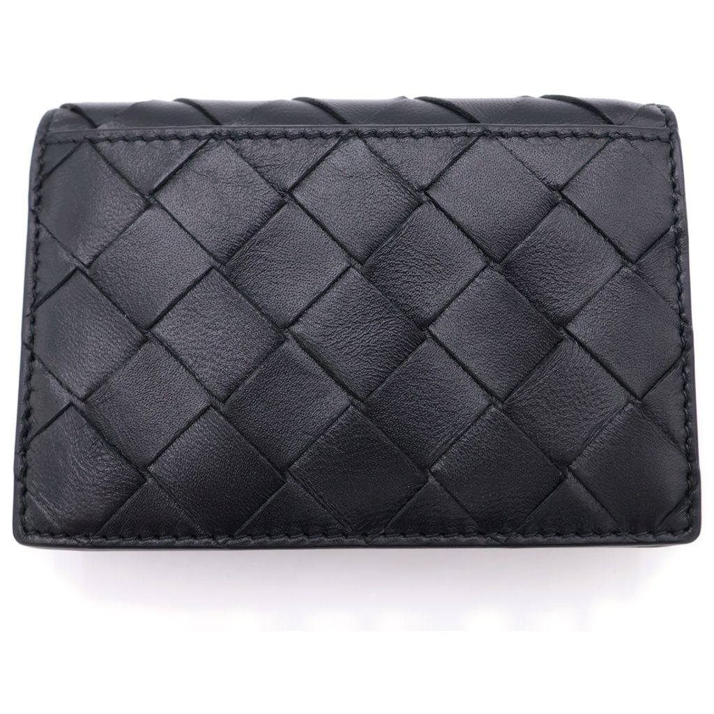 Bottega Veneta Intrecciato Bifold Card Case Business Holder Wallet Black Leather — view 2