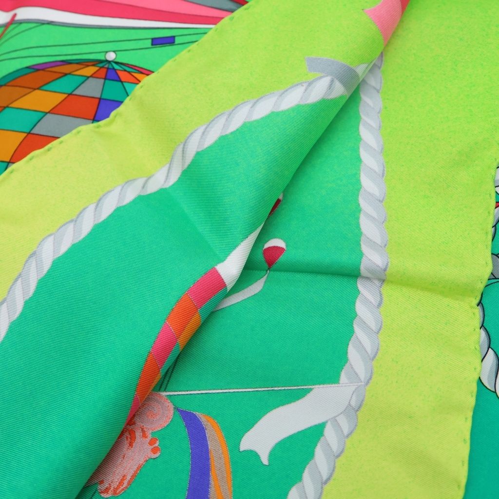 Hermes Carre 90 les Folies du Ciel Madness of the Sky Green Silk Scarf — view 2