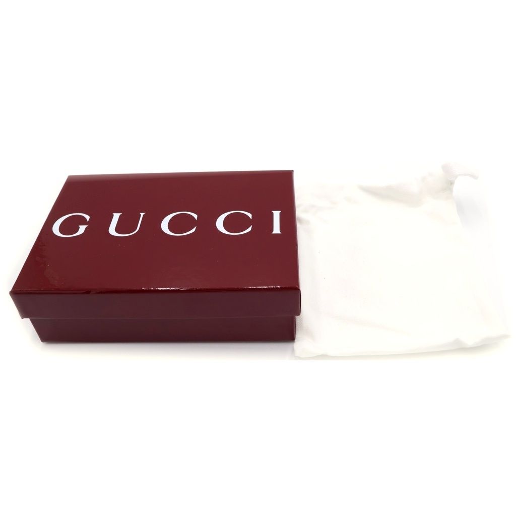Gucci Double Bicolor Mini Wallet Compact Beige Orange Leather Gold — view 6