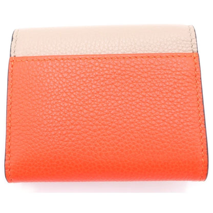 Gucci Double Bicolor Mini Wallet Compact Beige Orange Leather Gold — view 2