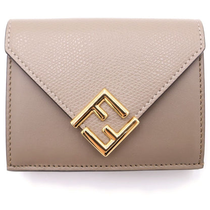 Fendi Diamond Trifold Wallet Gray Leather
