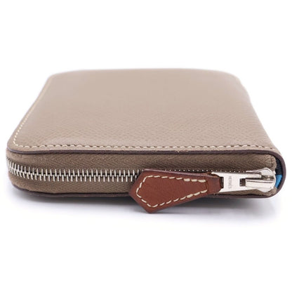 Hermes Azap Silk in Compact Etoupe Epsom Mini Wallet Coin Case Brown Silver — view 3