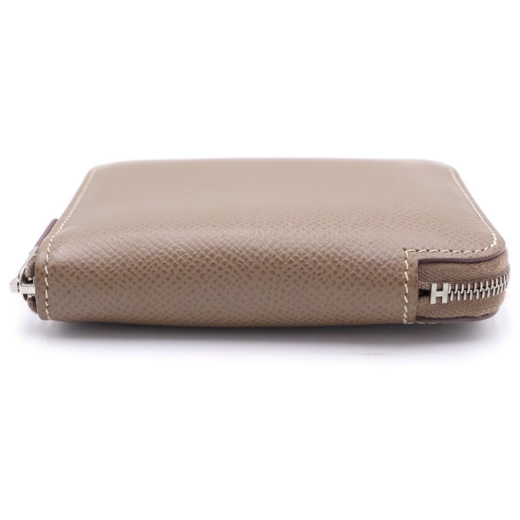 Hermes Azap Silk in Compact Etoupe Epsom Mini Wallet Coin Case Brown Silver — view 5