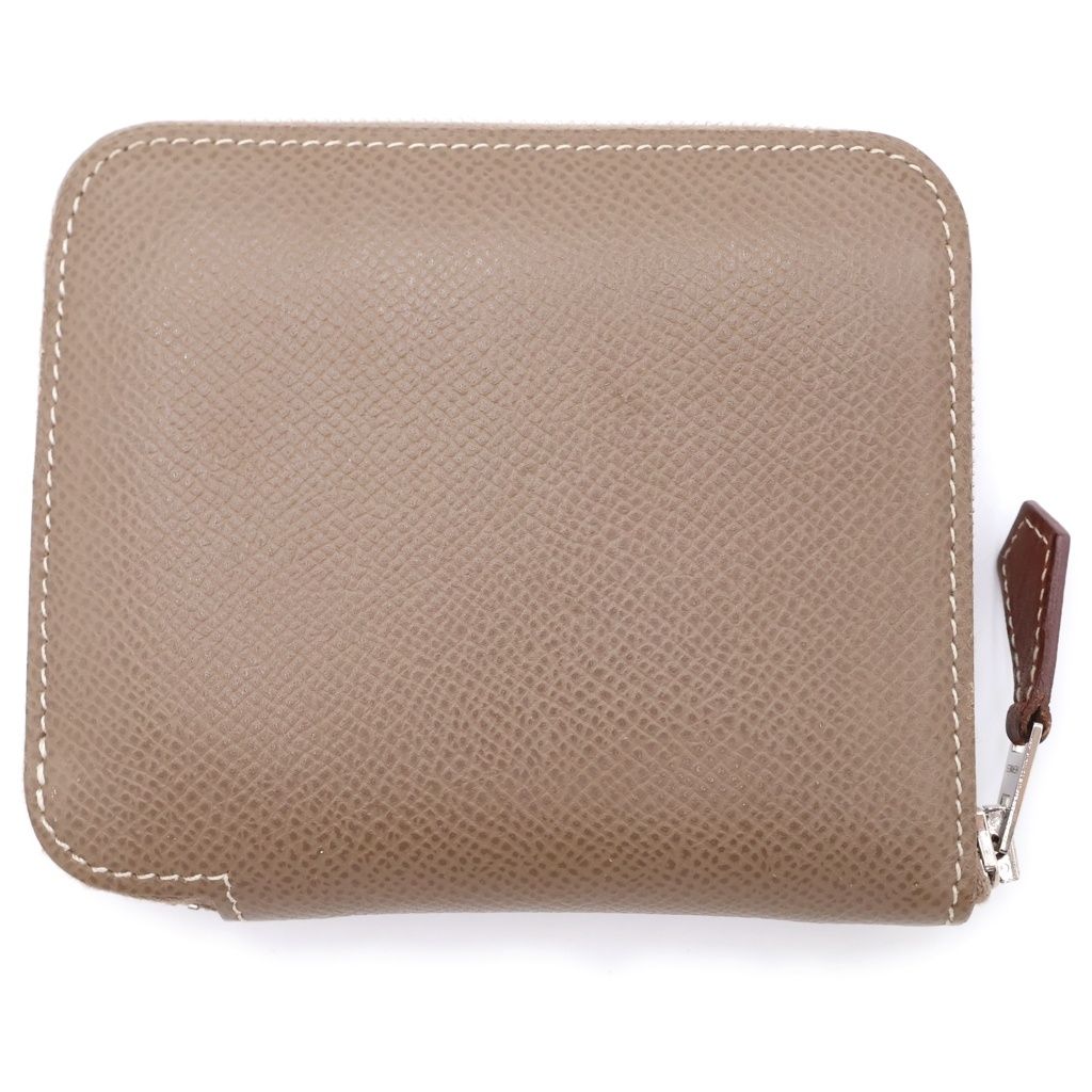Hermes Azap Silk in Compact Etoupe Epsom Mini Wallet Coin Case Brown Silver — view 2