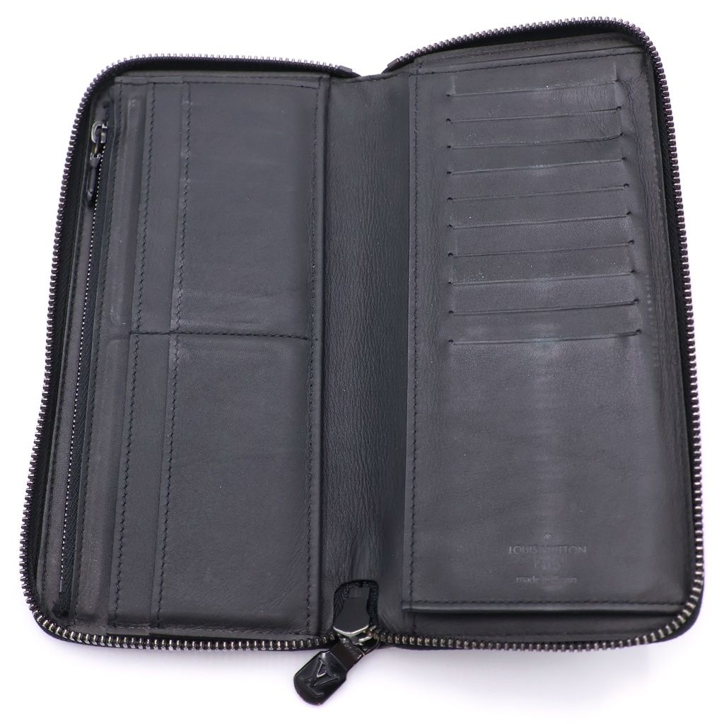 Louis Vuitton Monogram Shadow Zippy Organizer Wallet Black Leather Silver — view 4