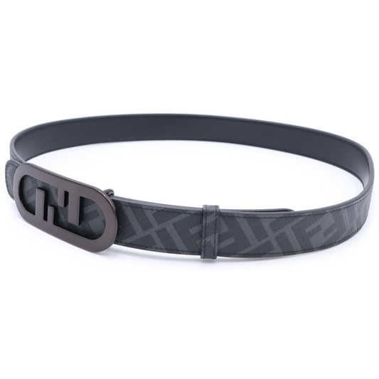 Fendi Belt Reversible Zucca Pattern Black Leather