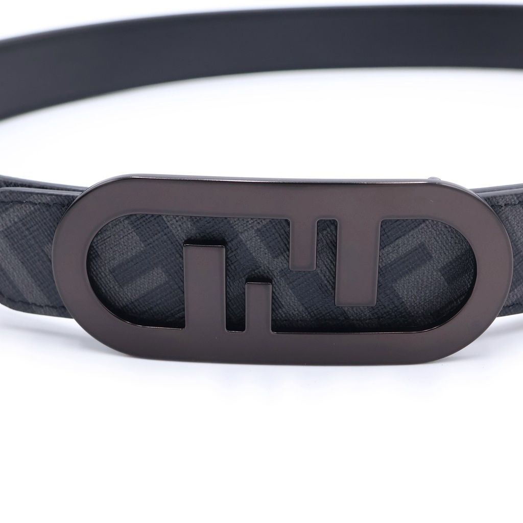 Fendi Belt Reversible Zucca Pattern Black Leather — view 5