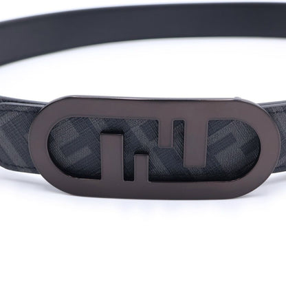 Fendi Belt Reversible Zucca Pattern Black Leather — view 5