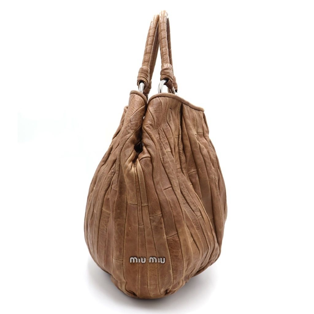 Miu Miu Tote Brown Leather Silver — view 3