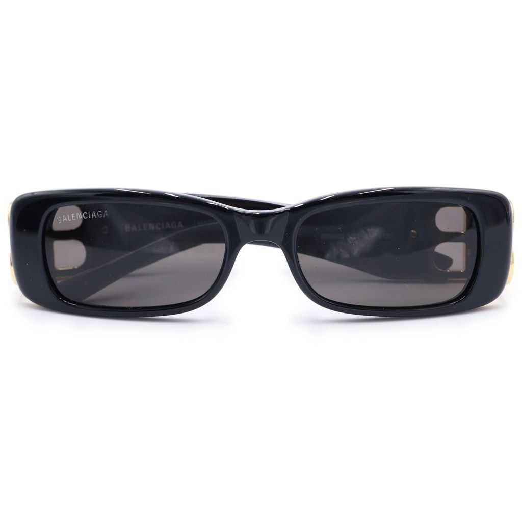 Balenciaga Dynasty Rectangle BB Logo Sunglasses Eyewear Black Gold