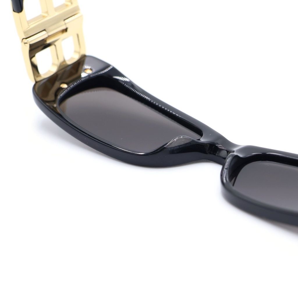 Balenciaga Dynasty Rectangle BB Logo Sunglasses Eyewear Black Gold — view 5