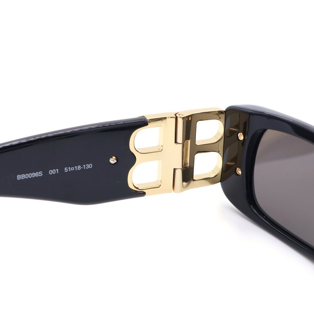 Balenciaga Dynasty Rectangle BB Logo Sunglasses Eyewear Black Gold — view 4