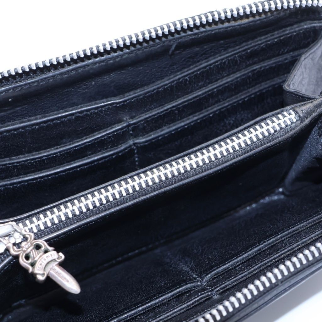 Chrome Hearts Rec Zip 3 Cross Round Zip Leather Wallet Black — view 4