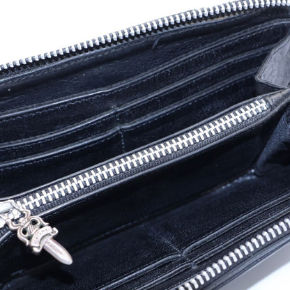 Chrome Hearts Rec Zip 3 Cross Round Zip Leather Wallet Black — view 4