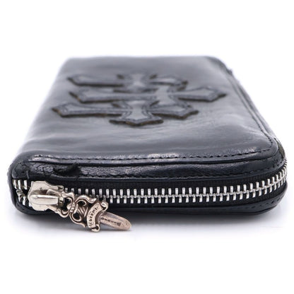 Chrome Hearts Rec Zip 3 Cross Round Zip Leather Wallet Black — view 3