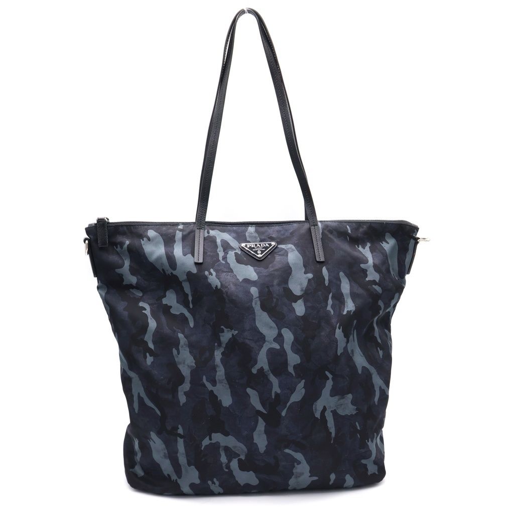 Prada Camouflage Nylon 2-Way Tote Shoulder Bag Navy