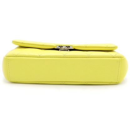 Chanel Quilted 20 S Flap S Chain Shoulder Bag Neon Yellow Caviar Leather — view 4