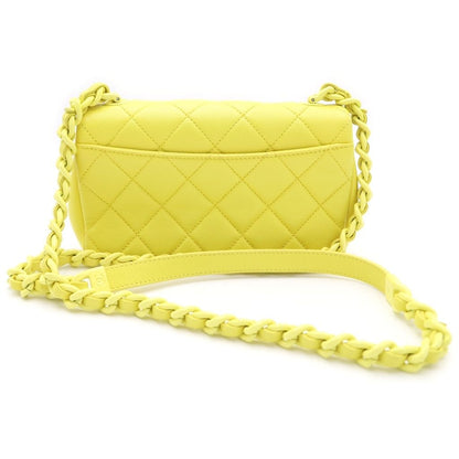 Chanel Quilted 20 S Flap S Chain Shoulder Bag Neon Yellow Caviar Leather — view 2
