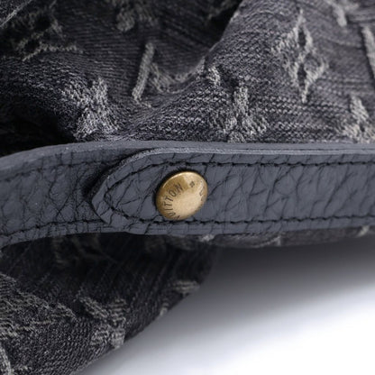 Louis Vuitton Monogram Denim Neo Cabby MM 2-Way Shoulder Bag Black Leather Gold — view 6
