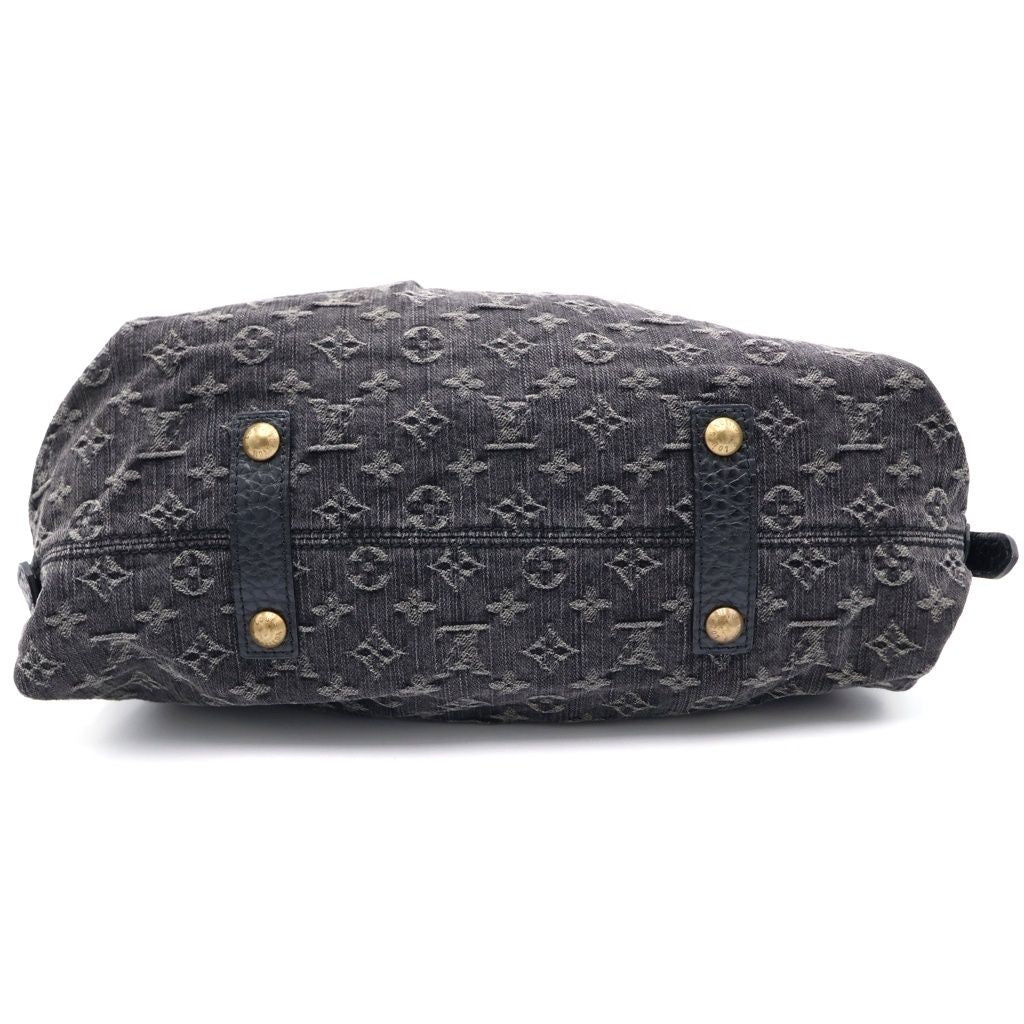 Louis Vuitton Monogram Denim Neo Cabby MM 2-Way Shoulder Bag Black Leather Gold — view 4