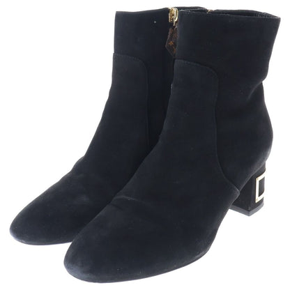 Louis Vuitton LV Circle Bliss Line Suede Leather Side Zip Ankle Boots Black — view 2