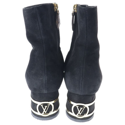 Louis Vuitton LV Circle Bliss Line Suede Leather Side Zip Ankle Boots Black — view 3
