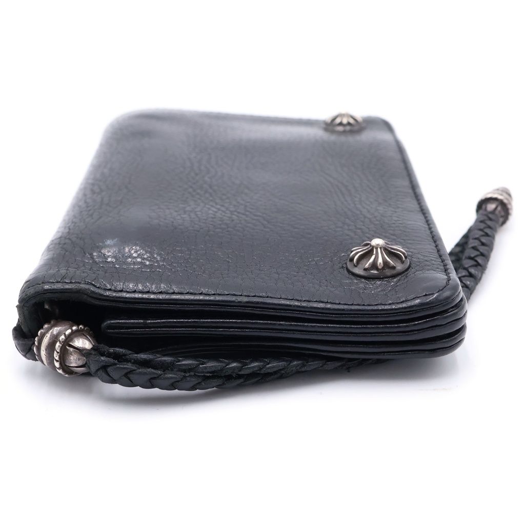 Chrome Hearts Strap Cross Ball Button Leather Wallet Black — view 3