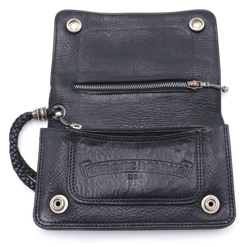 Chrome Hearts Strap Cross Ball Button Leather Wallet Black — view 4