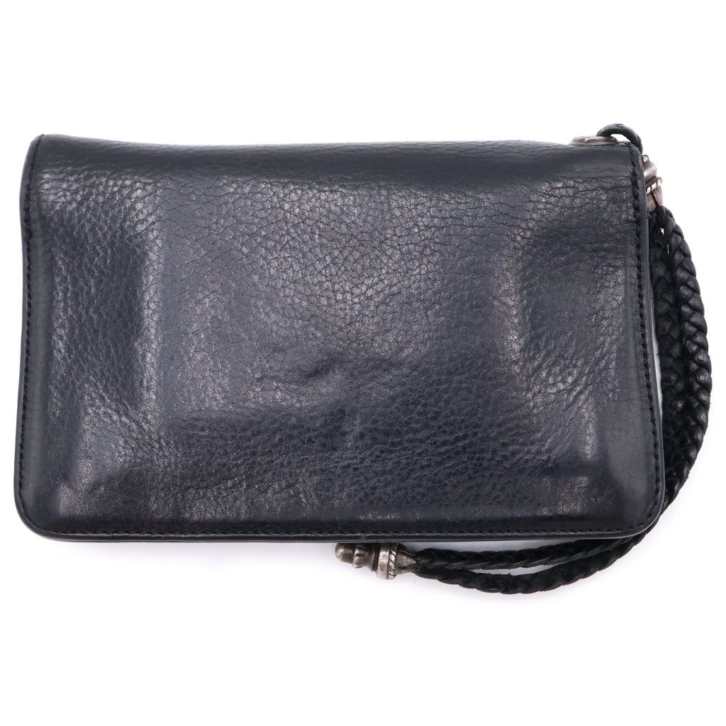 Chrome Hearts Strap Cross Ball Button Leather Wallet Black — view 2