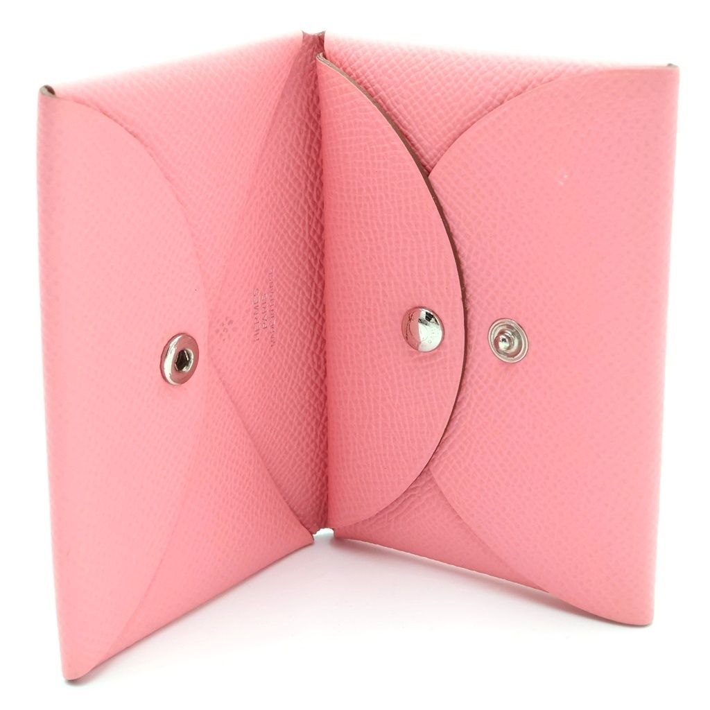 Hermes Calvi Duo Card Case Coin Pink — view 5