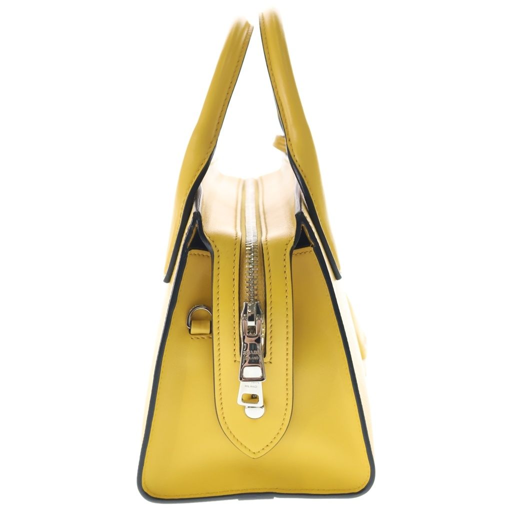 Prada Saffiano 2-Way Shoulder Bag Yellow Leather Silver — view 3