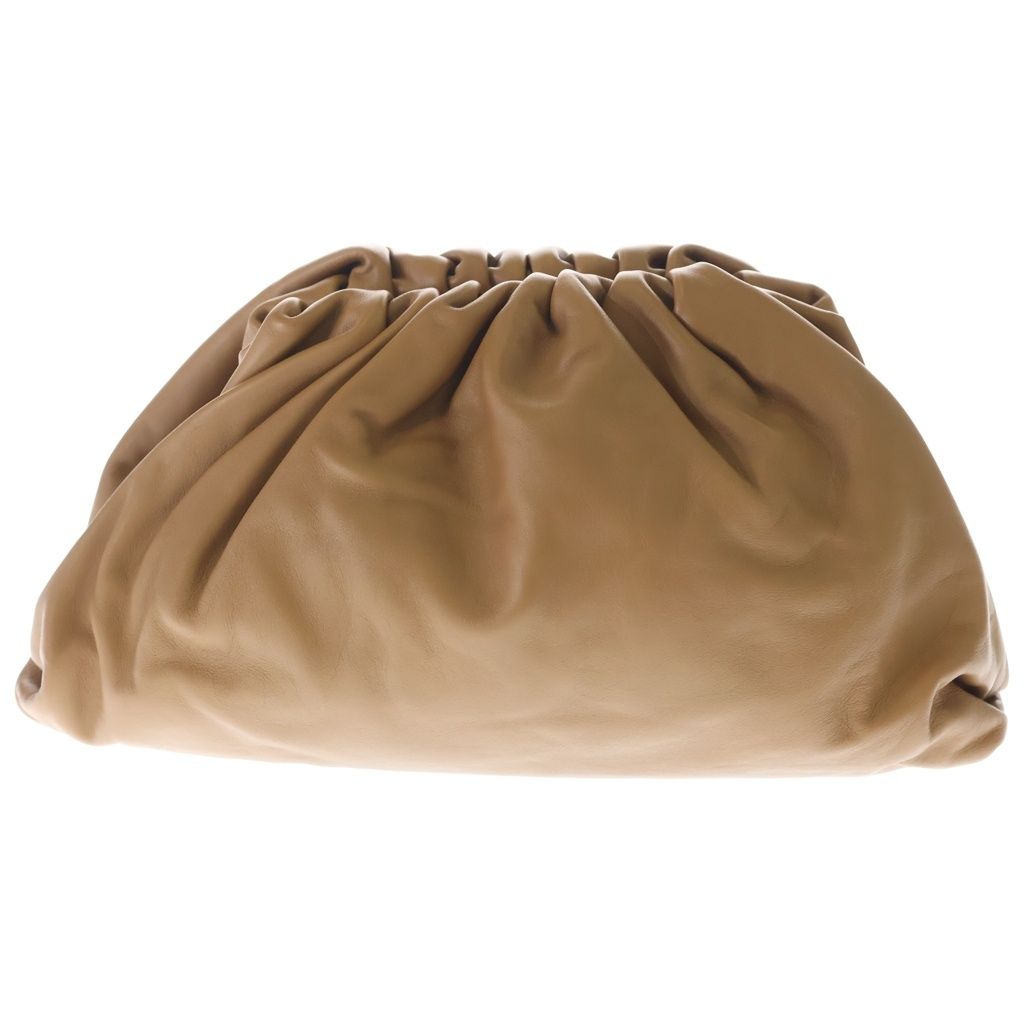 Bottega Veneta the Pouch Leather Clutch Second Kiss Lock Gold Brown