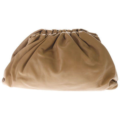 Bottega Veneta the Pouch Leather Clutch Second Kiss Lock Gold Brown
